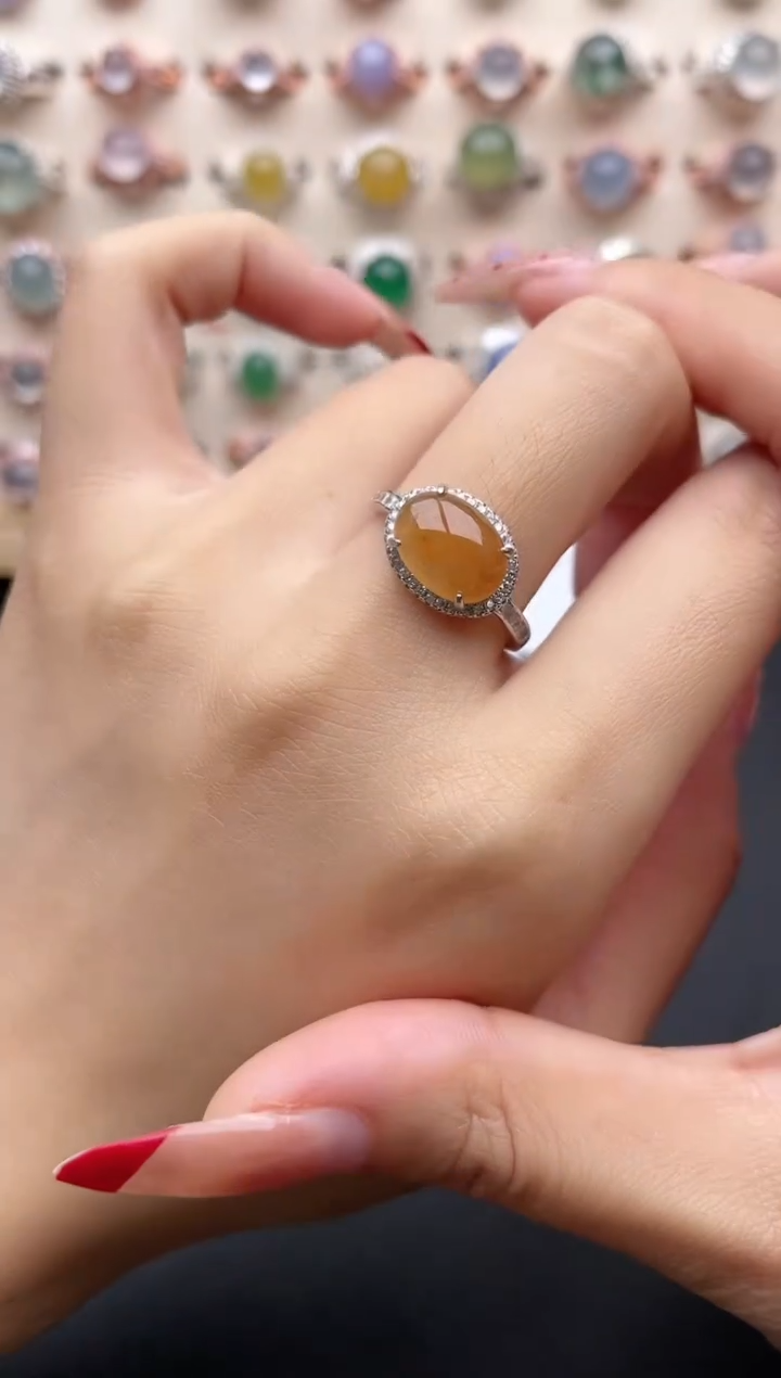 【闪购商品】翡翠戒指银S925镶嵌一物一证一礼盒