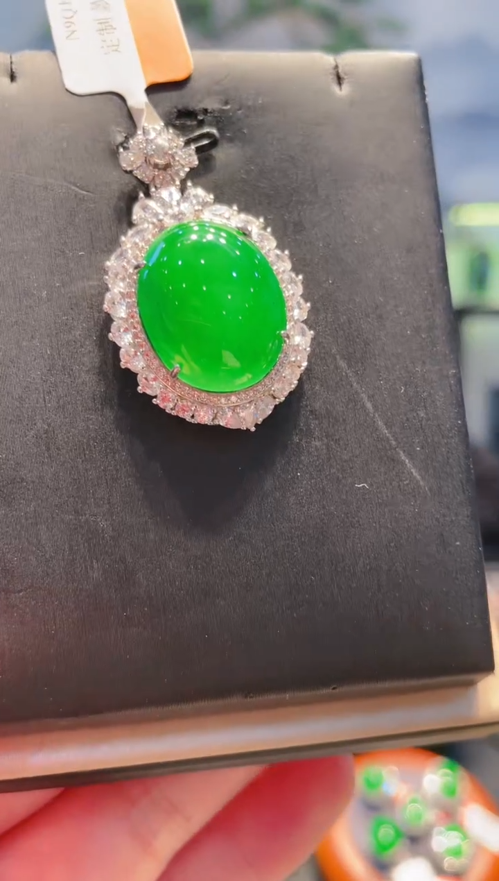 翡翠银S925镶嵌颈饰天然A货翡翠1