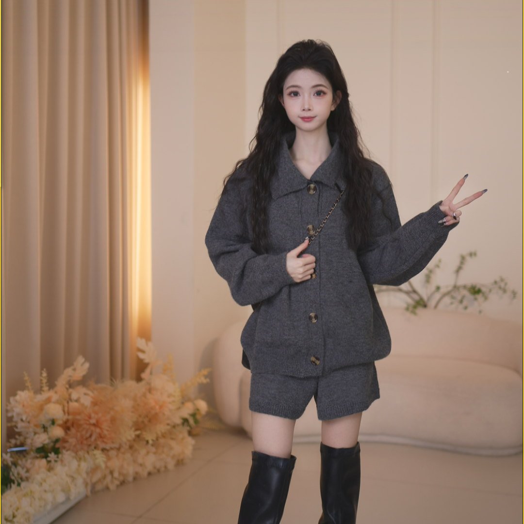 Basic House百家好灰色秋冬气质百搭时尚套装B1385B5B4N2