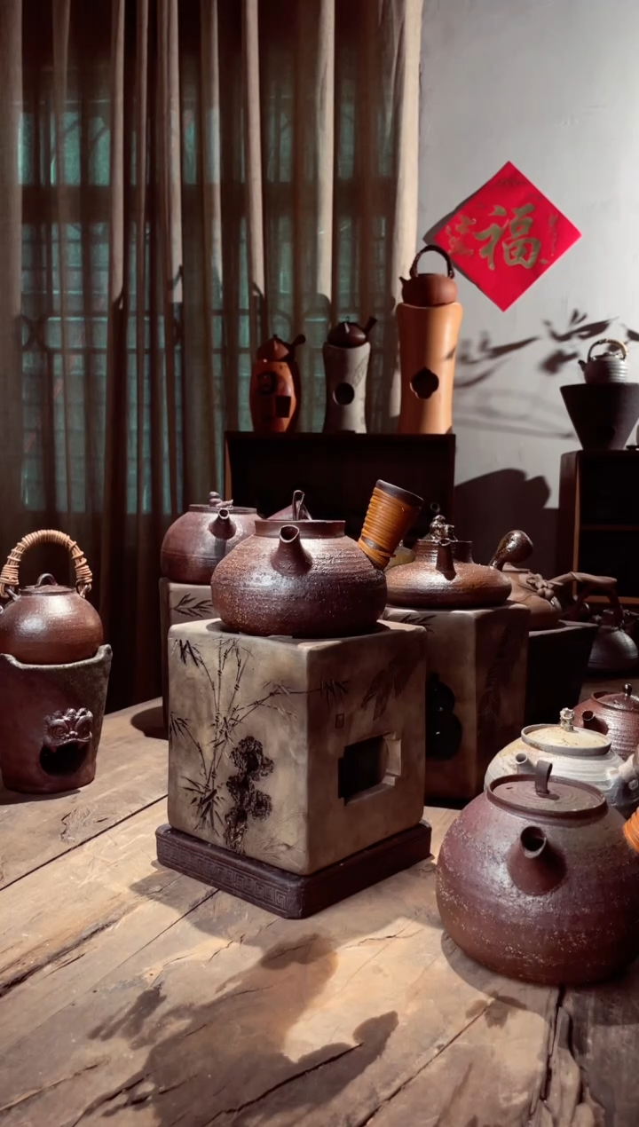 【闪购商品】壶柴烧侧把+四方雕刻炉一步到位