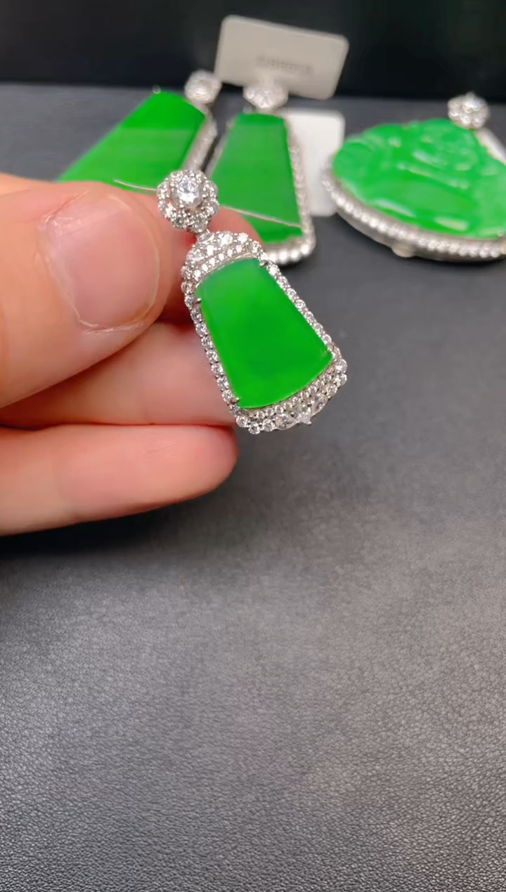 银S925镶嵌挂件翡翠吊坠