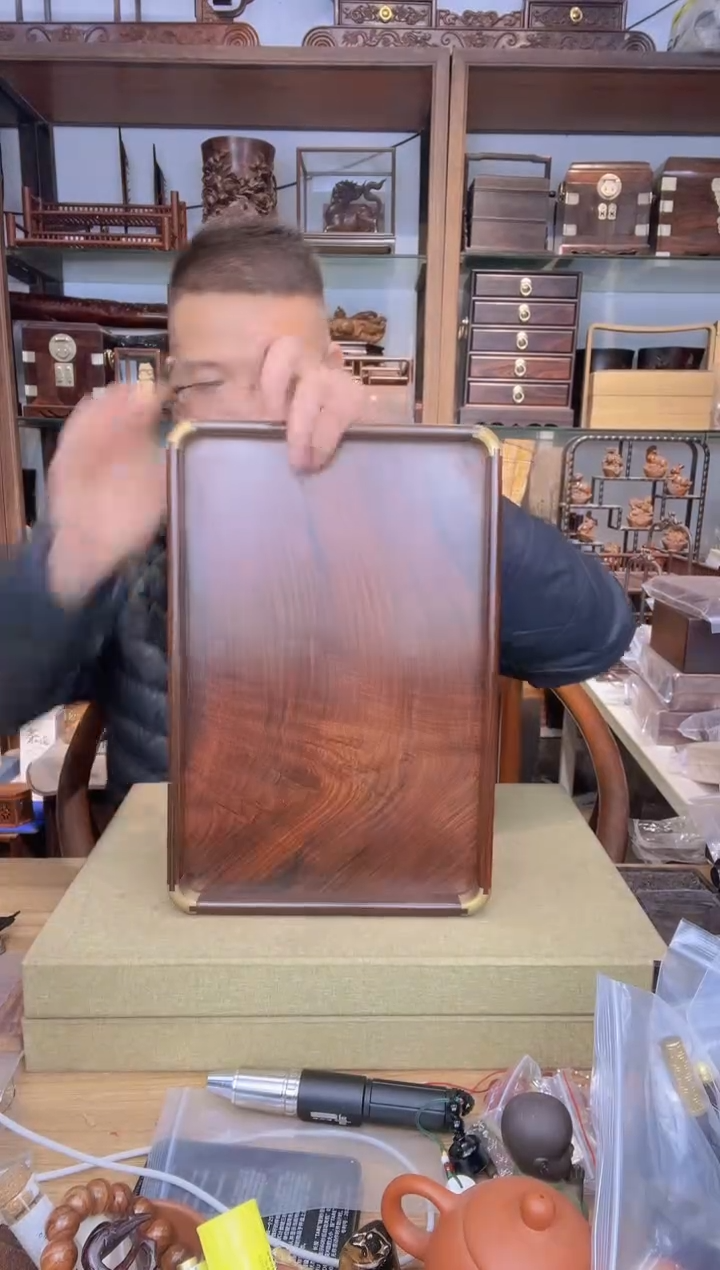 【闪购商品】乌木类书架731大红酸枝全独铜包角托盘