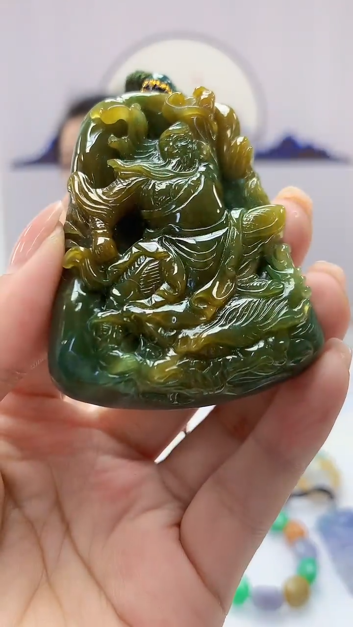 【闪购商品】定制翡翠未镶嵌4902ms-毛货79关公