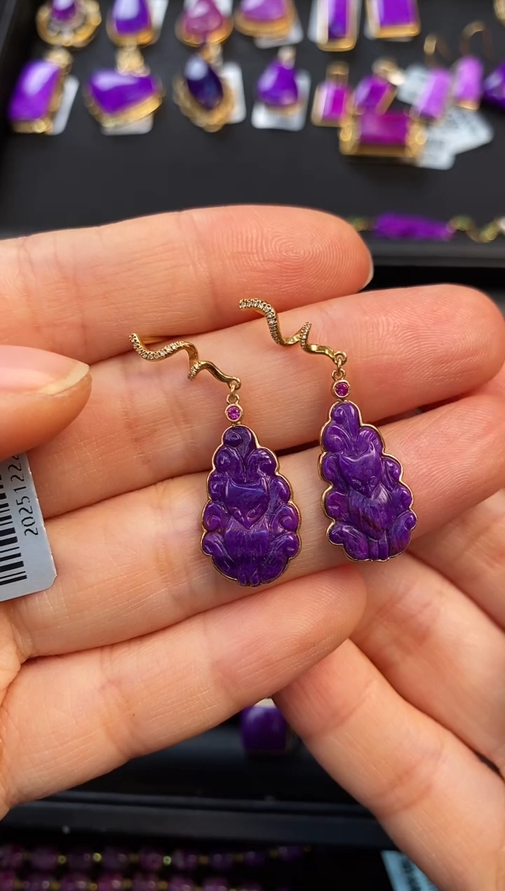 苏纪石（舒俱来）18K金镶嵌耳饰1