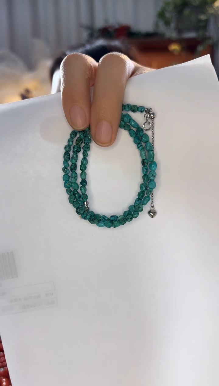 未镶嵌绿松石颈饰绿松石随型高瓷精品项链定制款不退换55长