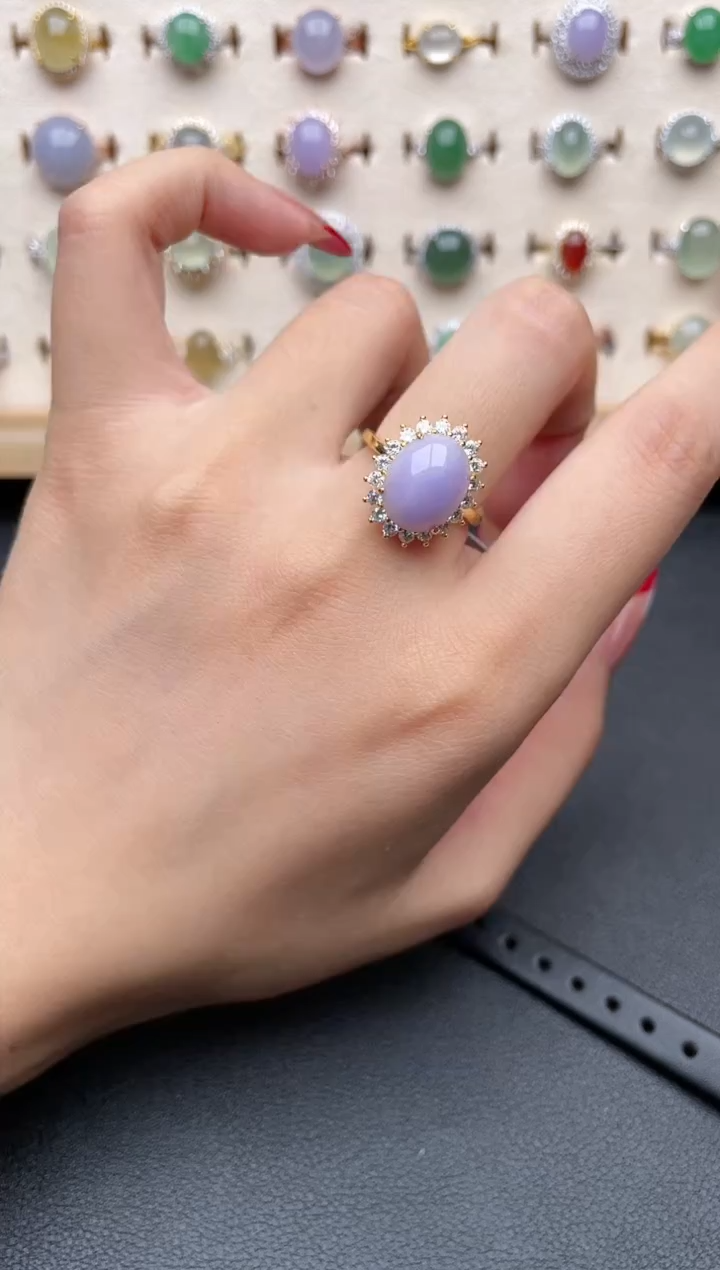 【闪购商品】翡翠戒指银S925镶嵌一物一证一礼盒