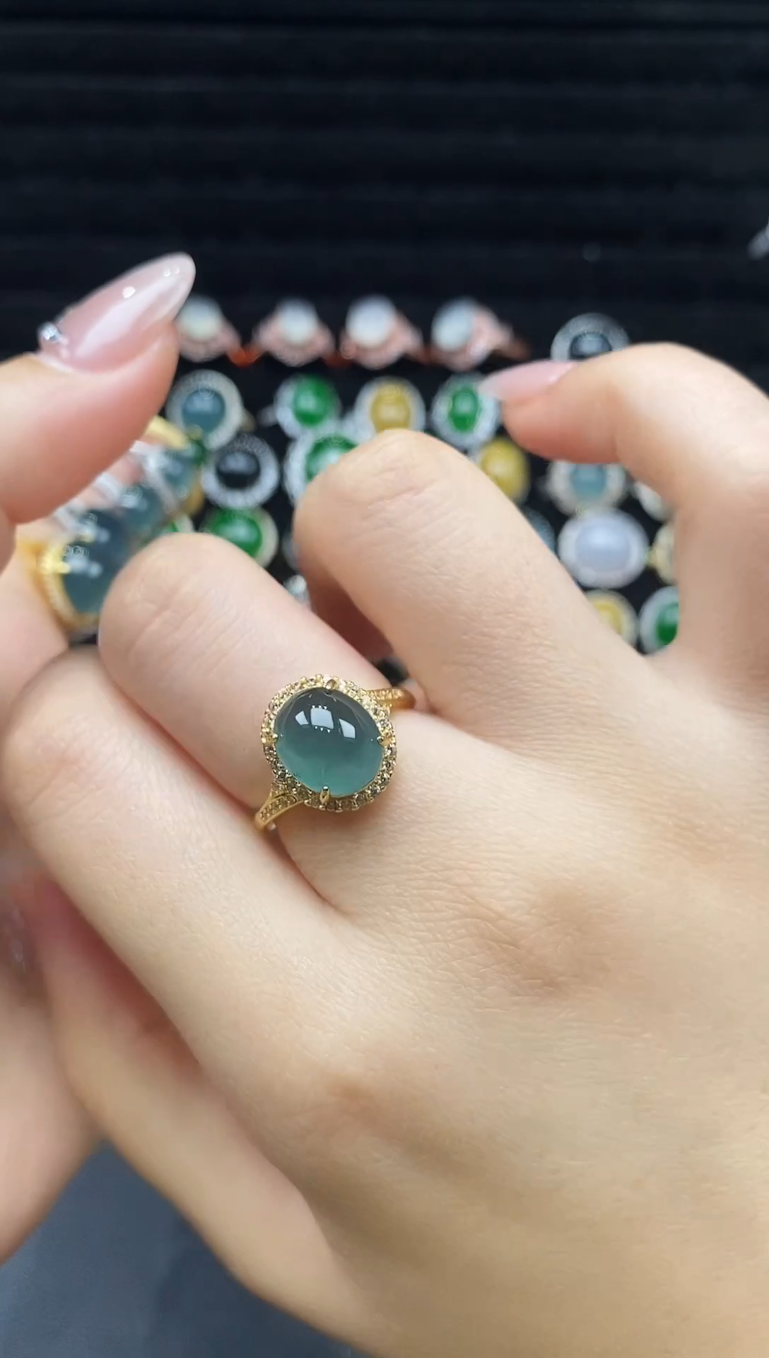 银S925镶嵌戒指翡翠111