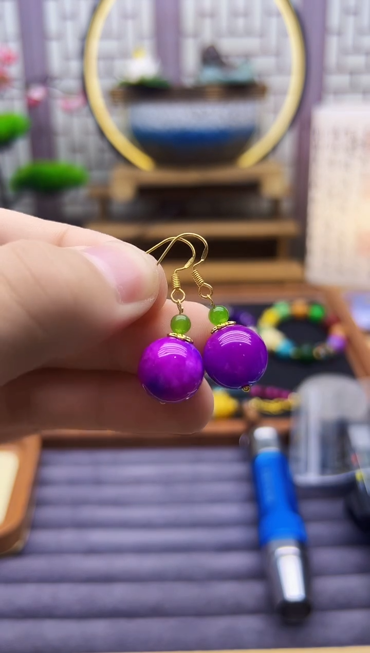 苏纪石（舒俱来）14K金镶嵌耳钉E21