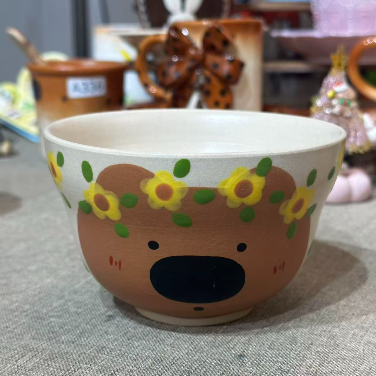 A404卡通小熊可爱手绘陶瓷杯盘手工手绘创意