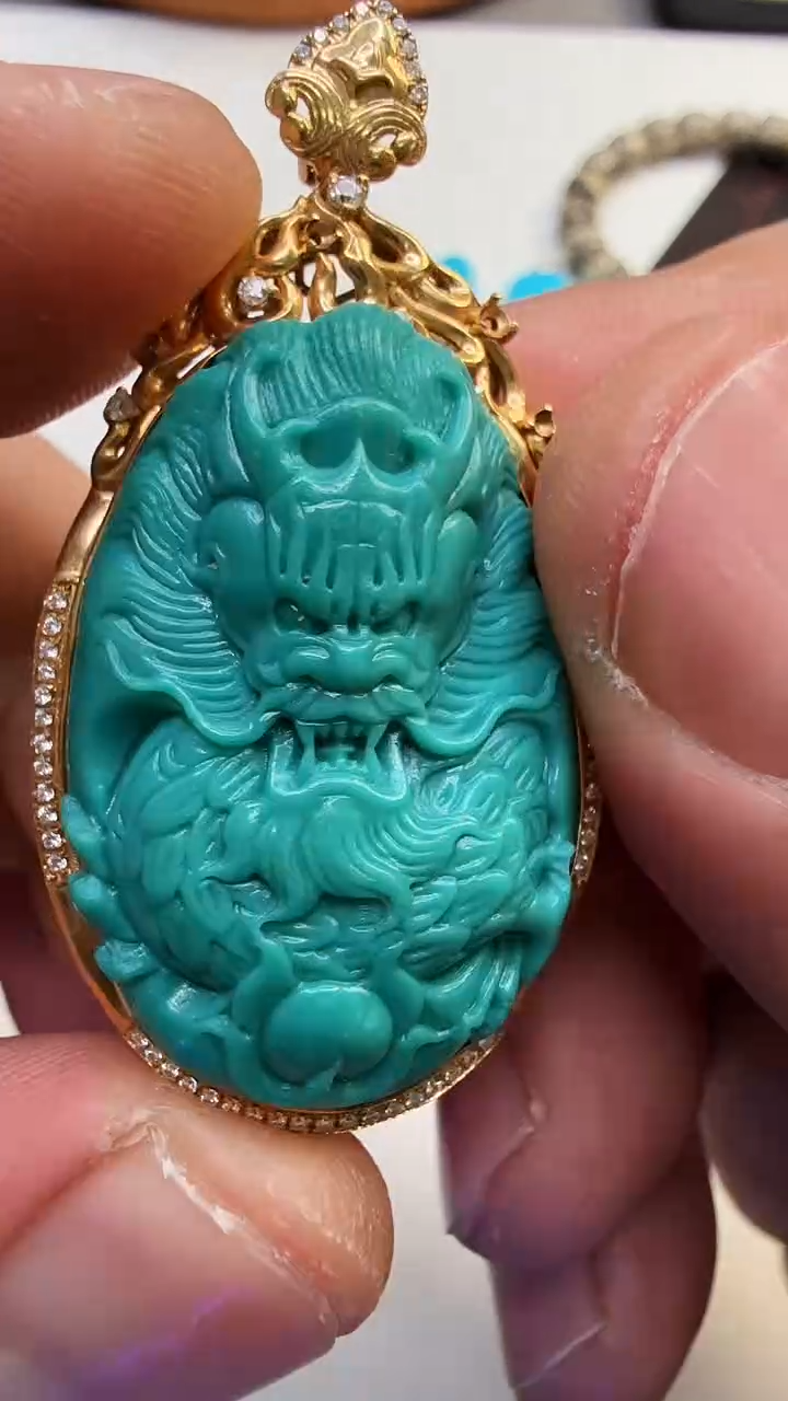 【闪购商品】绿松石吊坠(不含链)18K金镶嵌绿松石