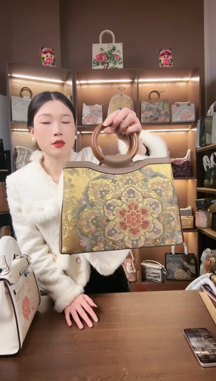 【闪购商品】织绣【12号】岁玺子兮头层牛皮 圆环托特