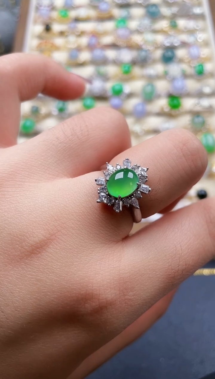 银S925镶嵌戒指翡翠179