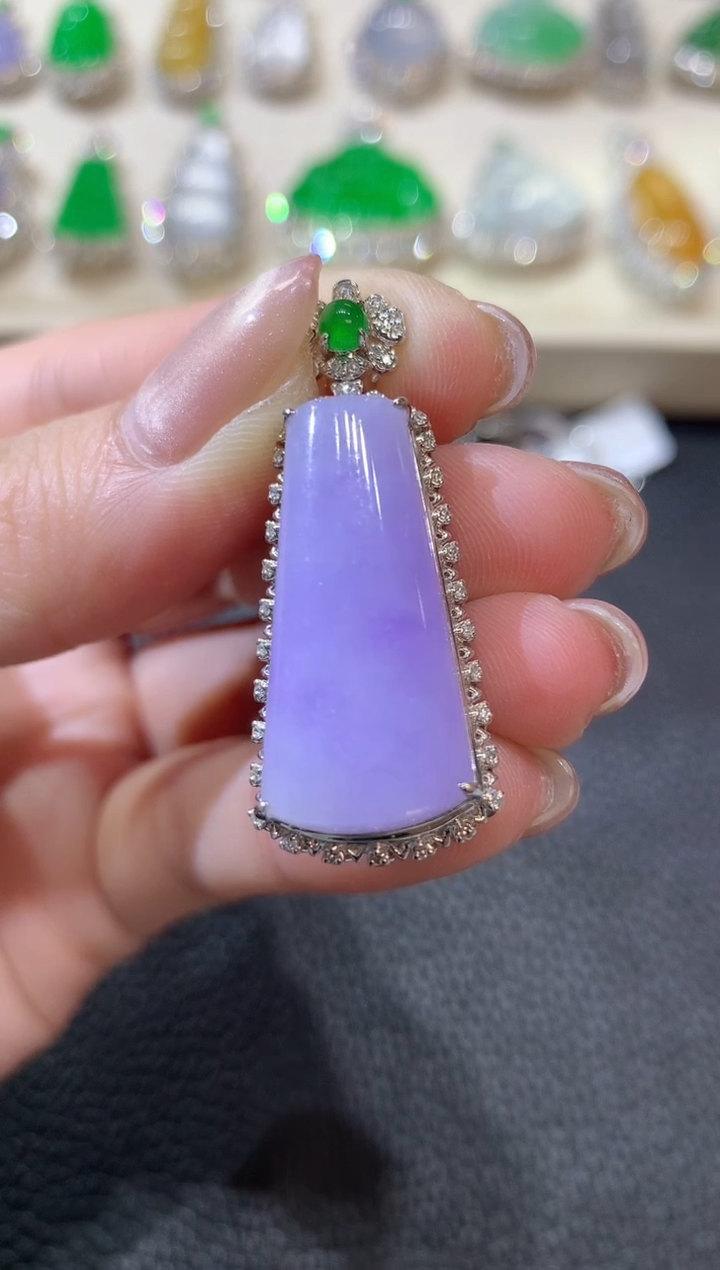 【闪购商品】翡翠吊坠(不含链)18K金镶嵌A87紫货有一定色差