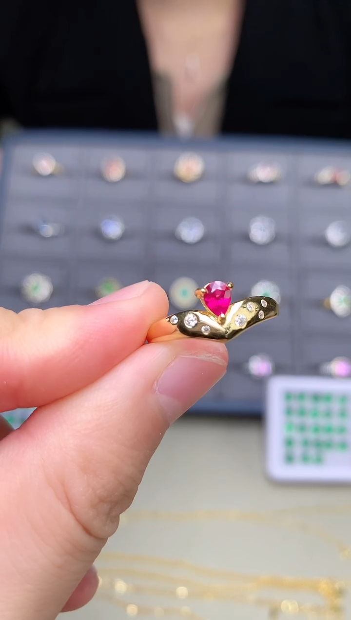 银S925镶嵌戒指红宝石戒指