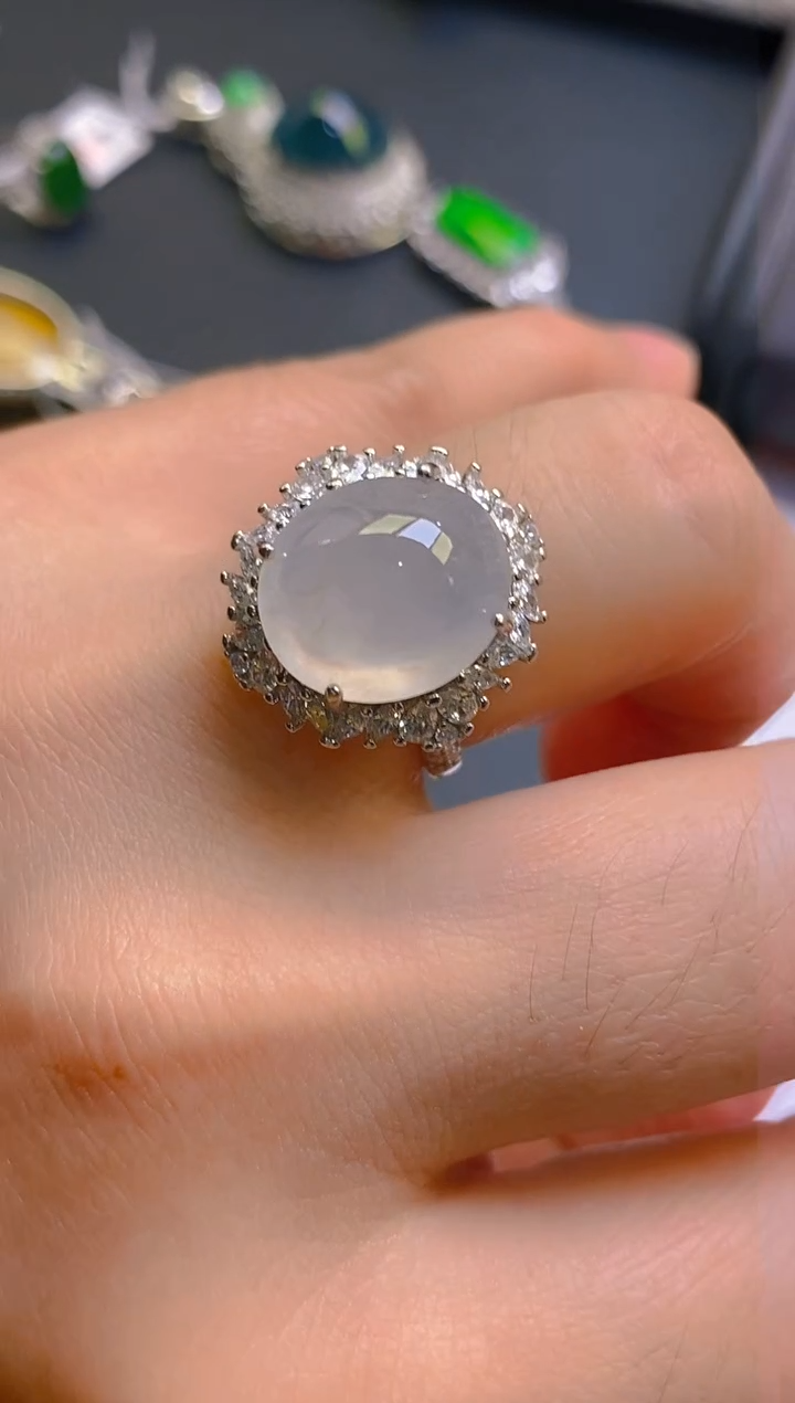 【闪购商品】翡翠耳饰银S925镶嵌天然A货翡翠1