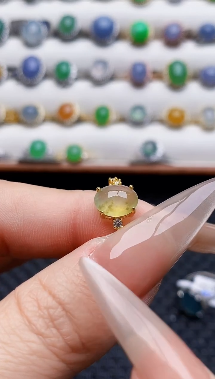 银S925镶嵌戒指翡翠5689