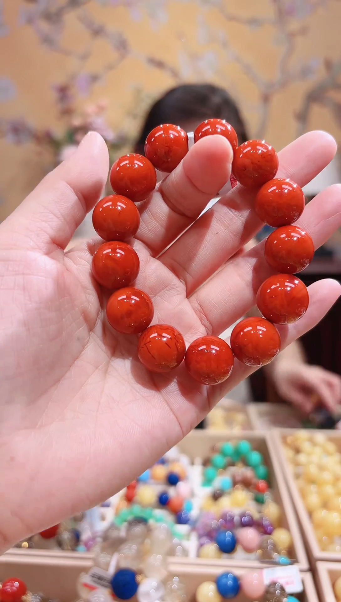 未镶嵌手串南红玛瑙15+南红，火焰南红