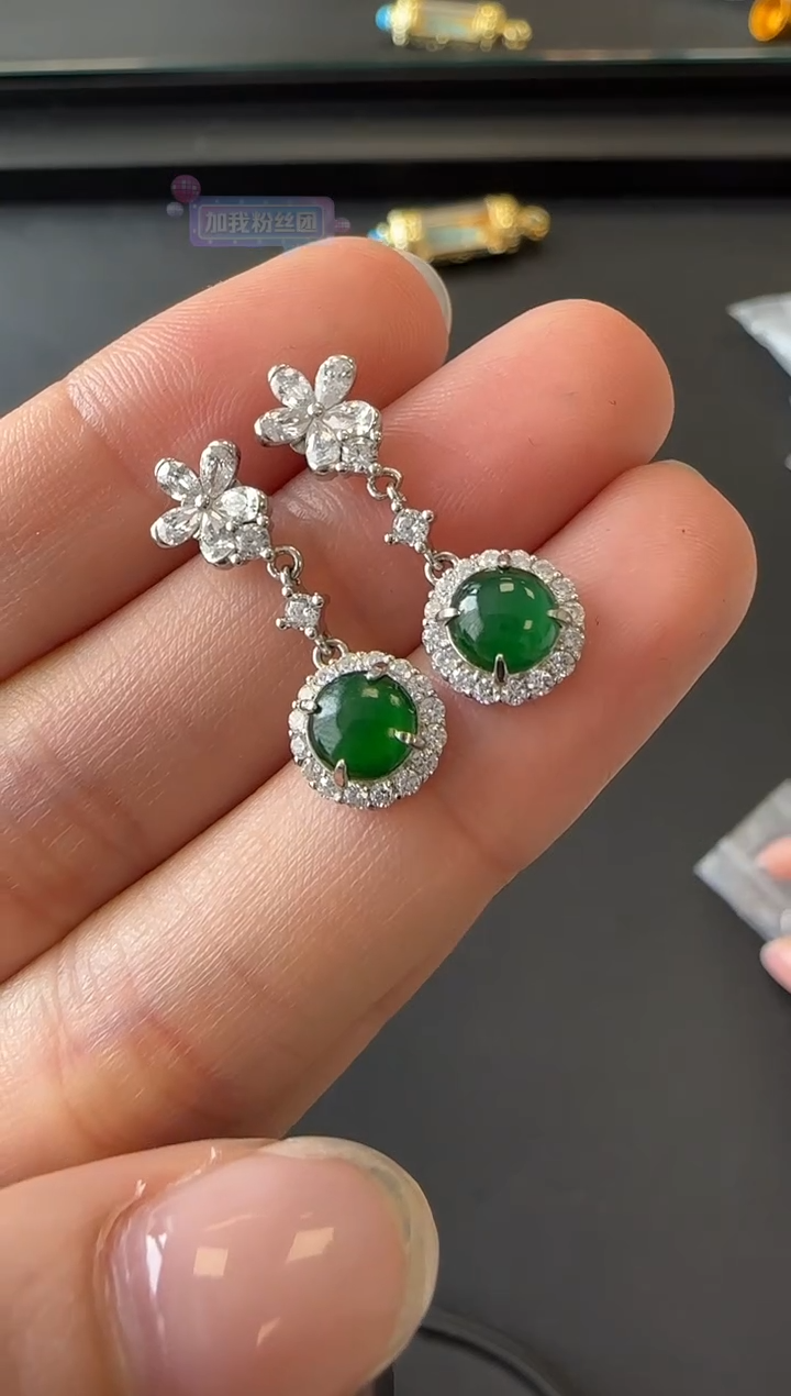 【闪购商品】翡翠耳饰银S925镶嵌没有鉴赏期