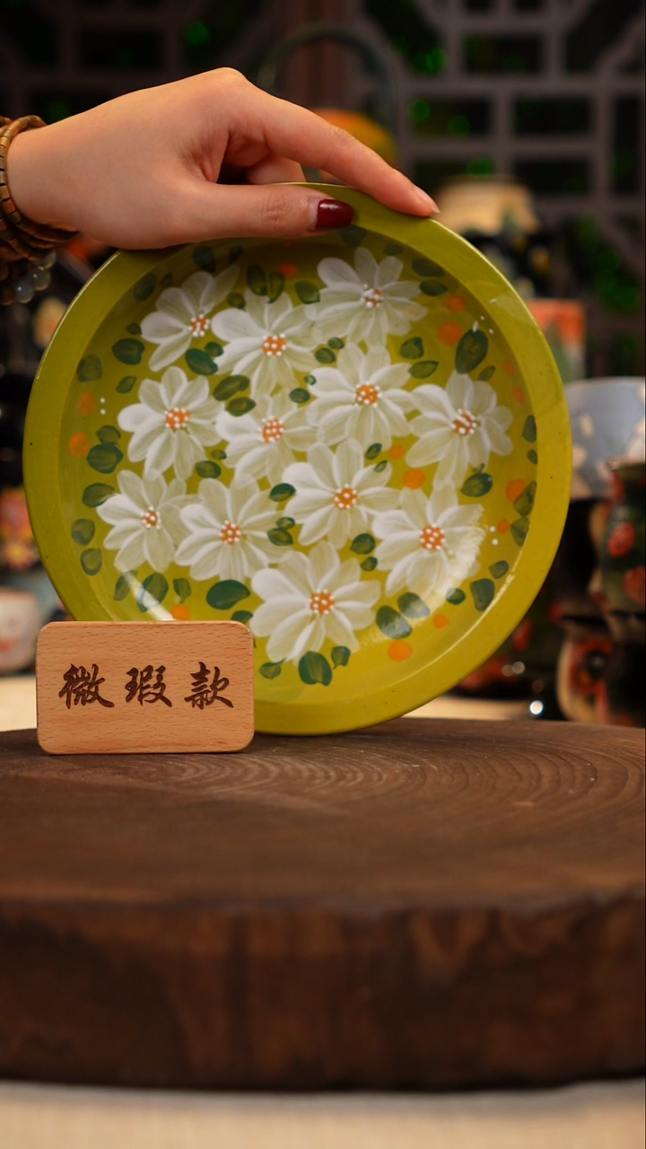 油画   手绘釉下彩微瑕