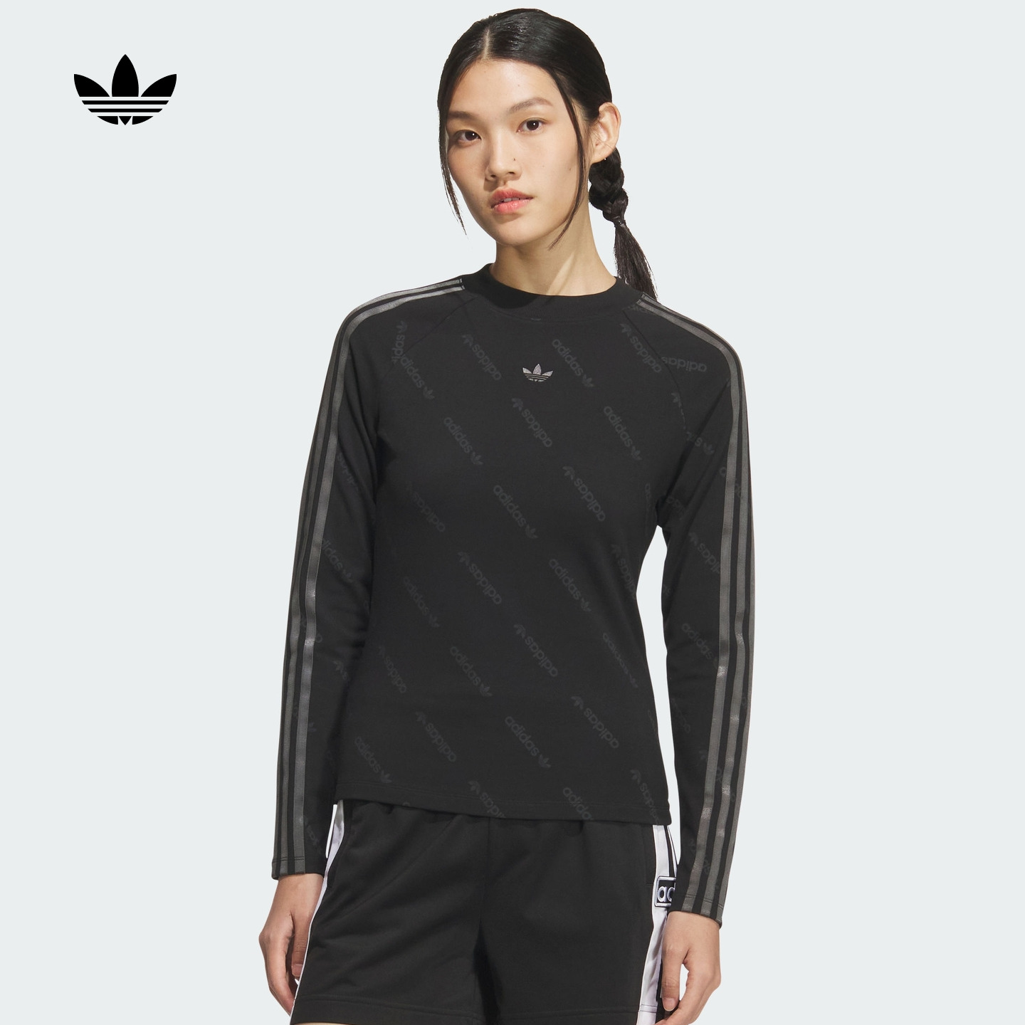 Adidas阿迪达斯三叶草 TIGHT TEE LS 女子运动修身长袖T恤KS6109