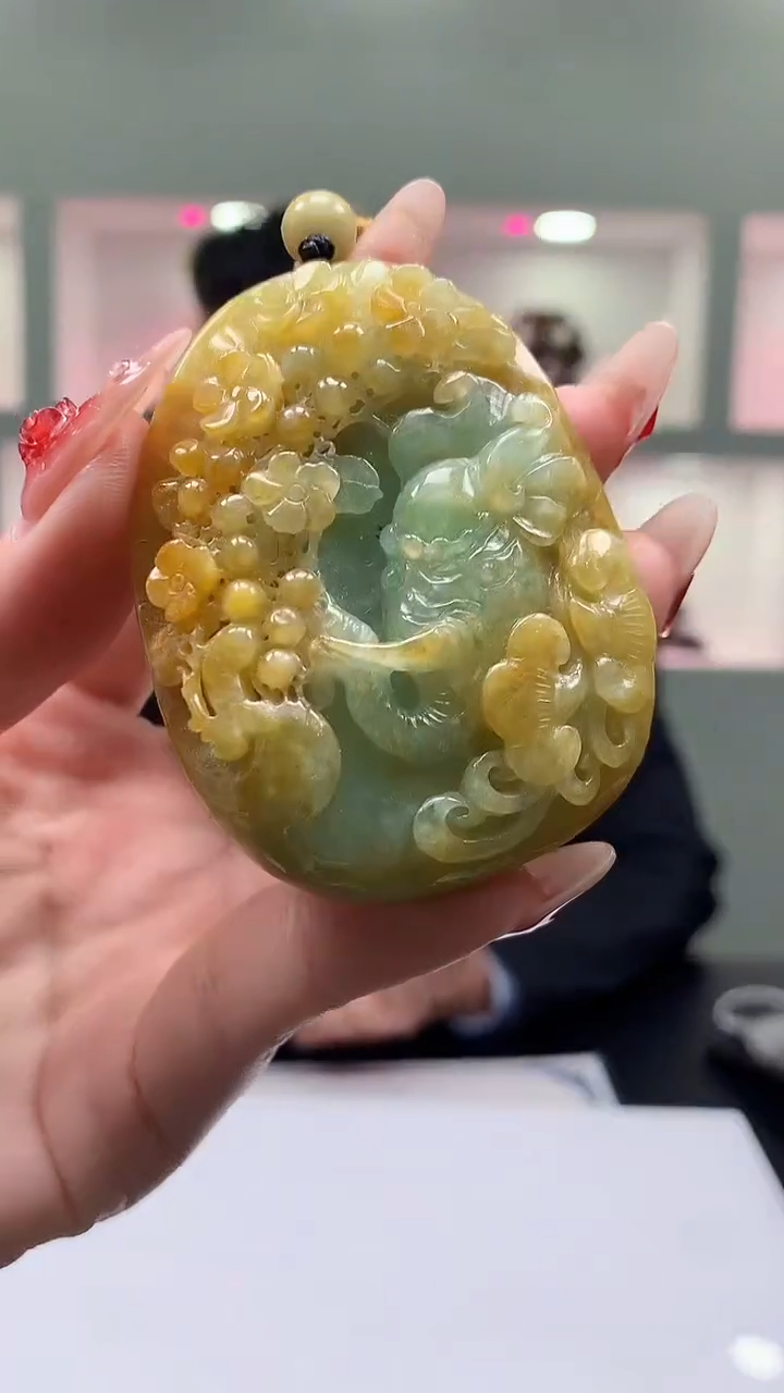 【闪购商品】定制翡翠未镶嵌1023y-毛货挂件23