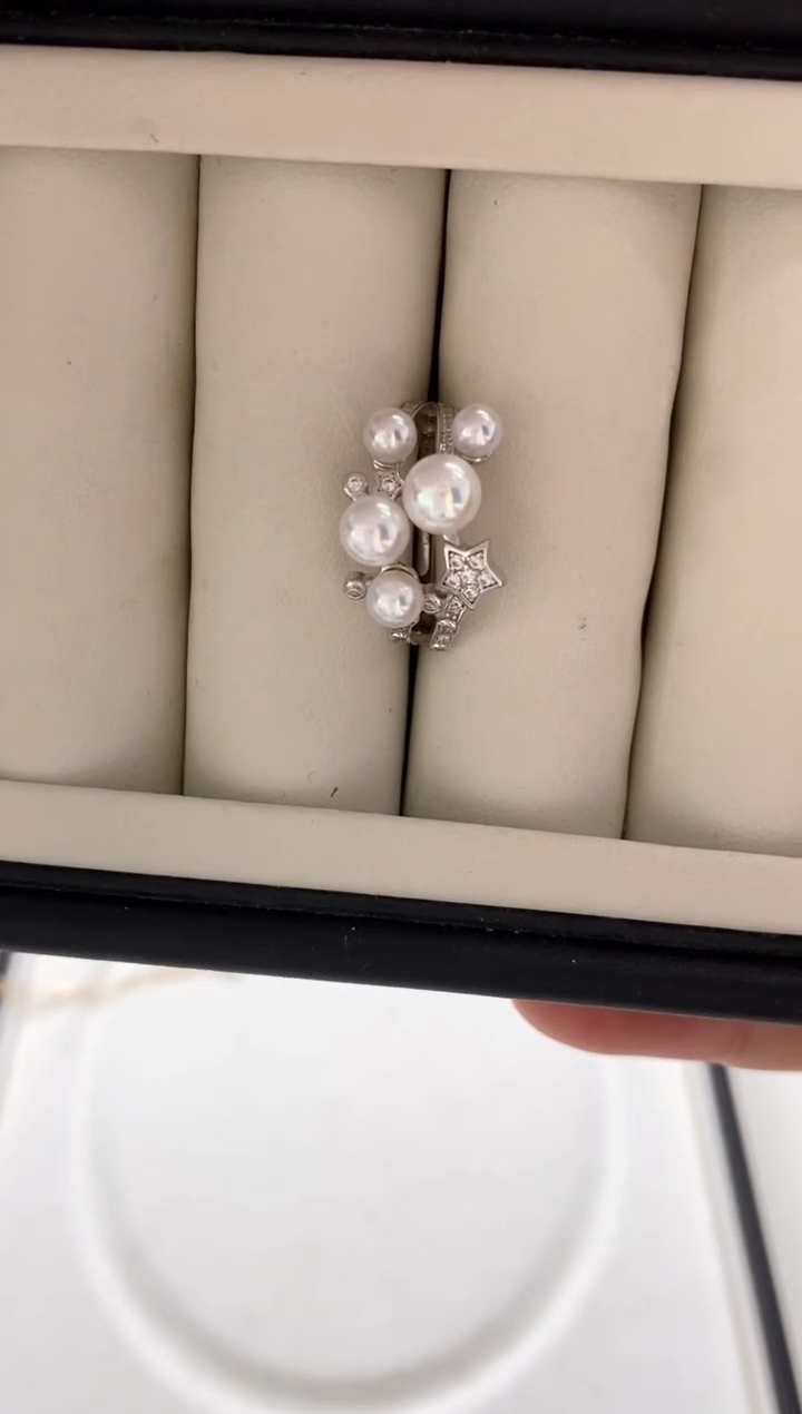【闪购商品】海水珍珠戒指银S925镶嵌T家同款流星戒指