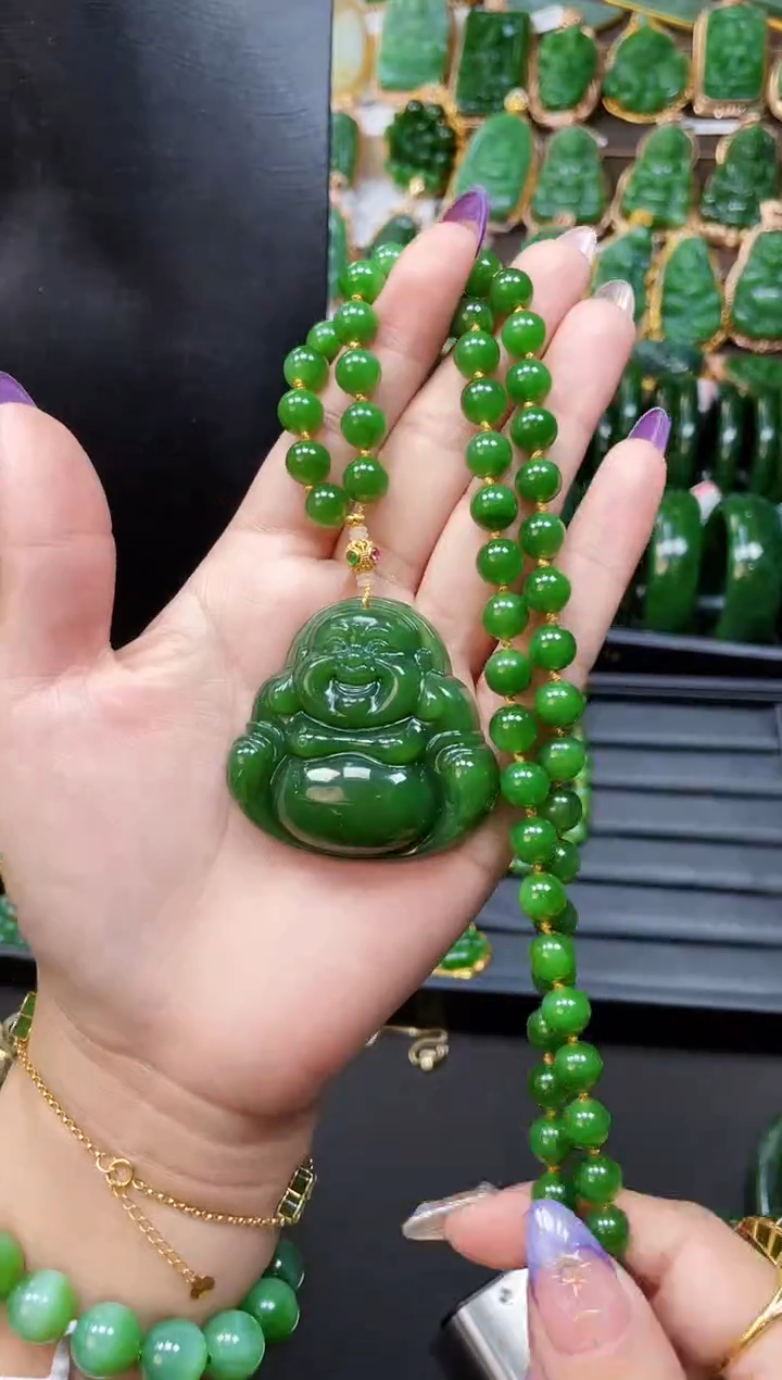 【闪购商品】和田玉套链18K金镶嵌多样性发一