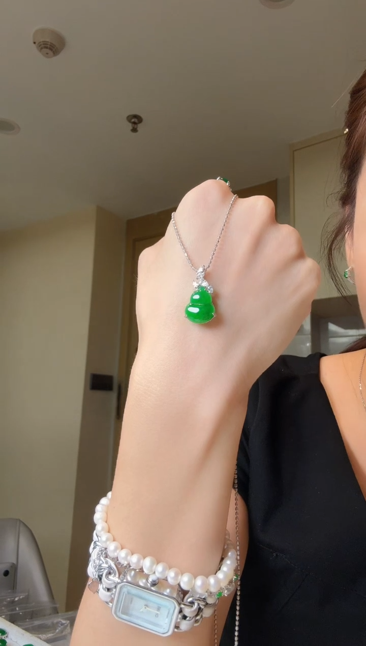 翡翠银S925镶嵌吊坠(不含链)天然翡翠吊坠