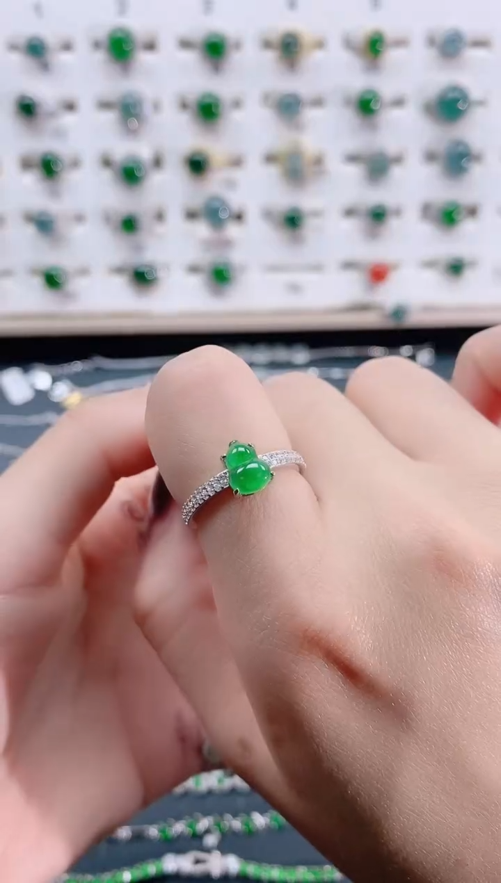 【闪购商品】翡翠戒指银S925镶嵌天然翡翠
