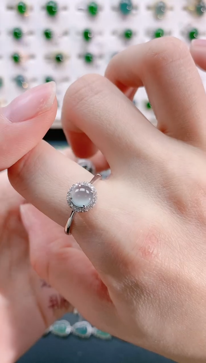 【闪购商品】翡翠戒指银S925镶嵌天然翡翠