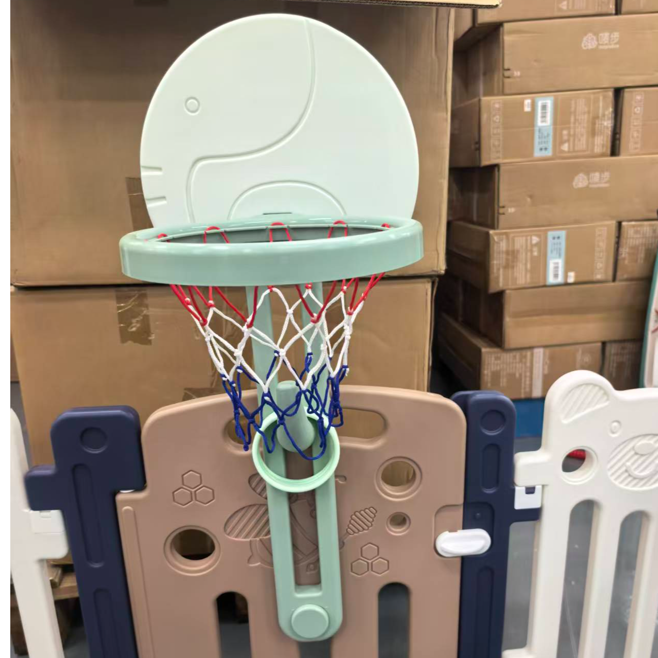 直播专属母婴用品-澳乐围栏搭配玩具篮球架