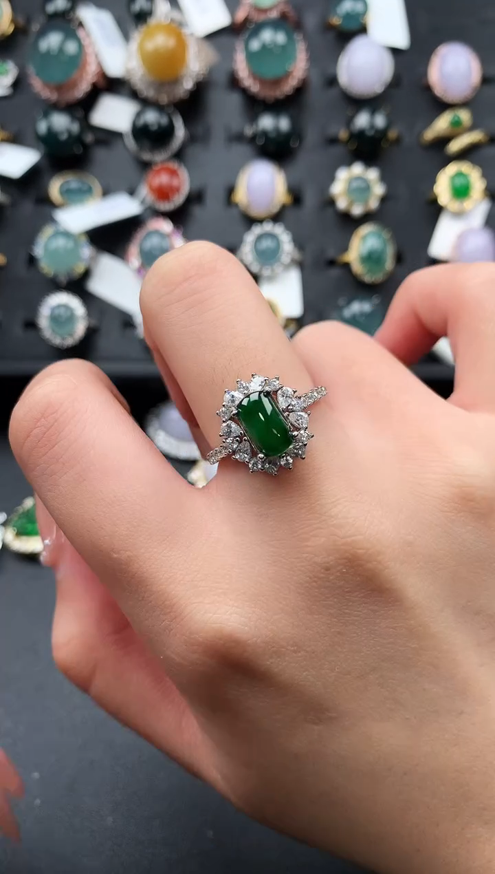 【闪购商品】翡翠戒指银S925镶嵌52141