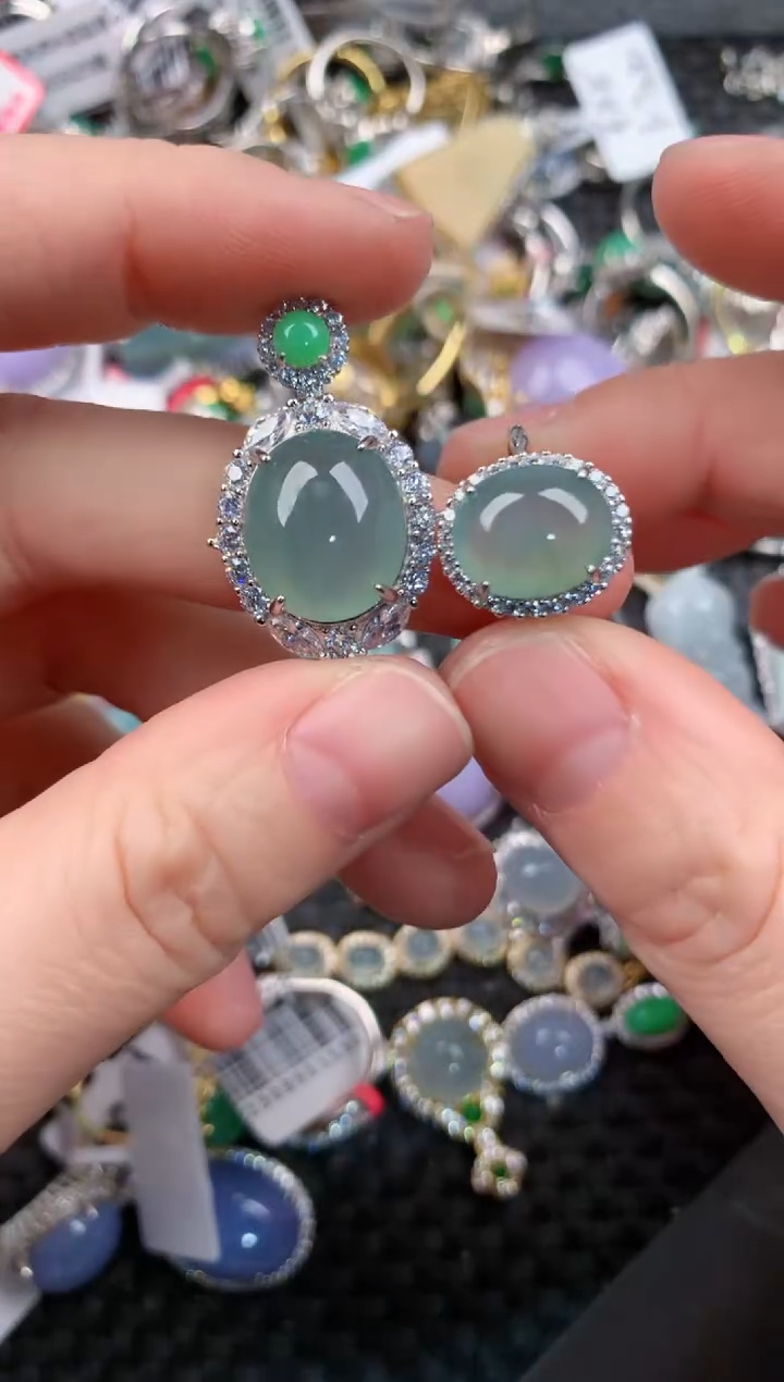 银S925镶嵌戒指翡翠10-10-10    8