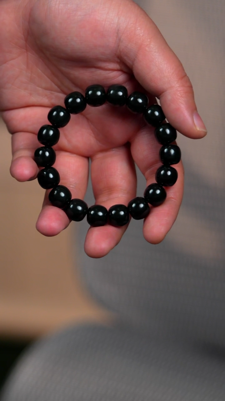 未镶嵌手链和田玉12mm特细塔青