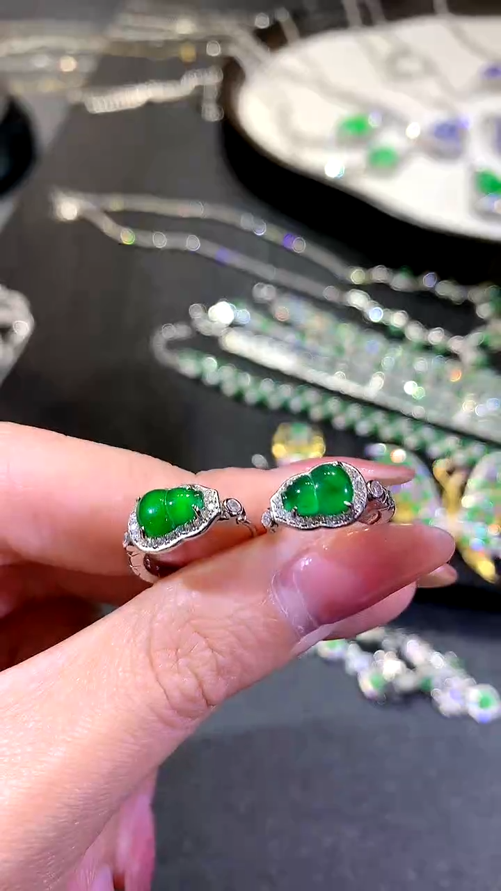 【闪购商品】翡翠耳饰银S925镶嵌65-耳饰