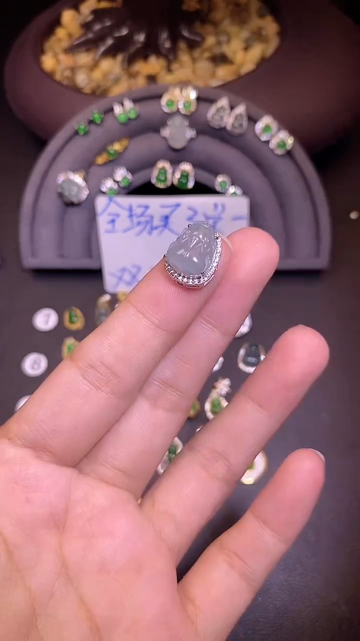 吊坠(不含链)银S925镶嵌翡翠1