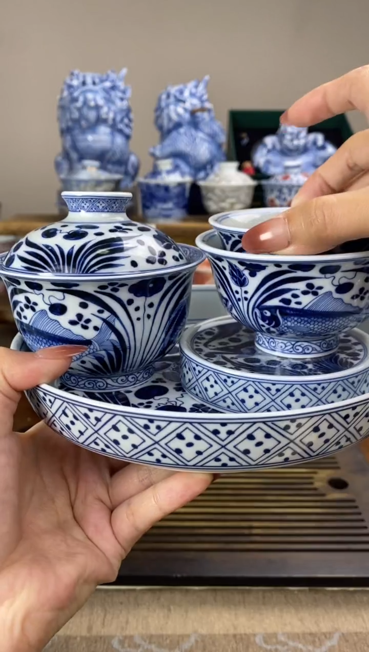 【闪购商品】青花鱼藻纹 5件套 套装