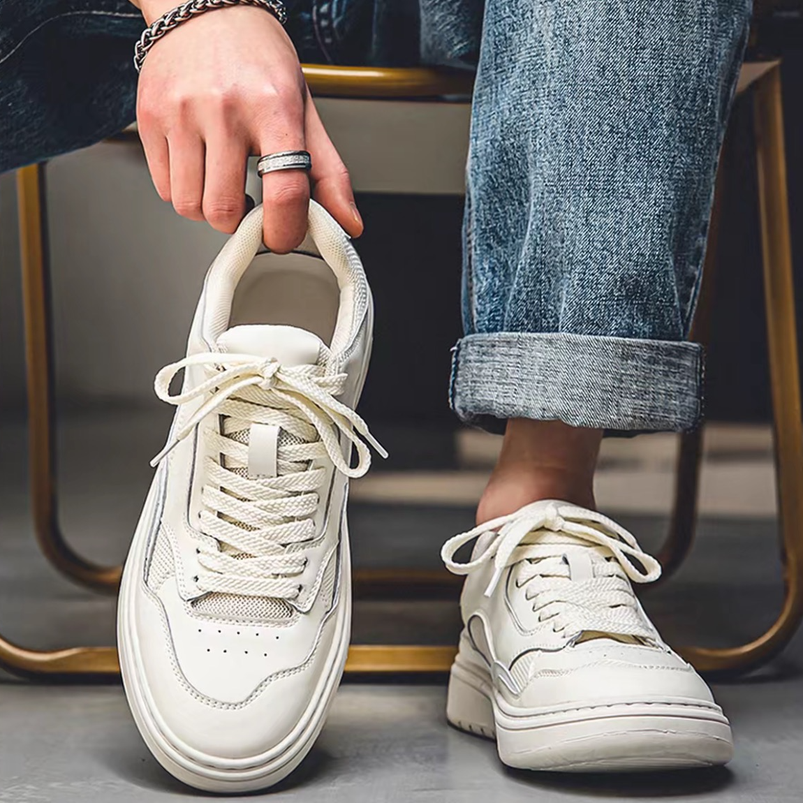 春秋板鞋潮流夏季春季透气小白鞋潮鞋学生休闲板鞋