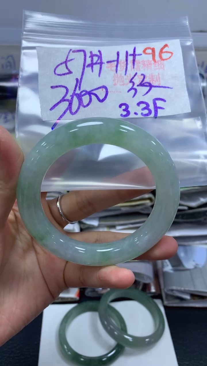 【闪购商品】定制翡翠未镶嵌毛货需精细抛光+96手镯+3600元