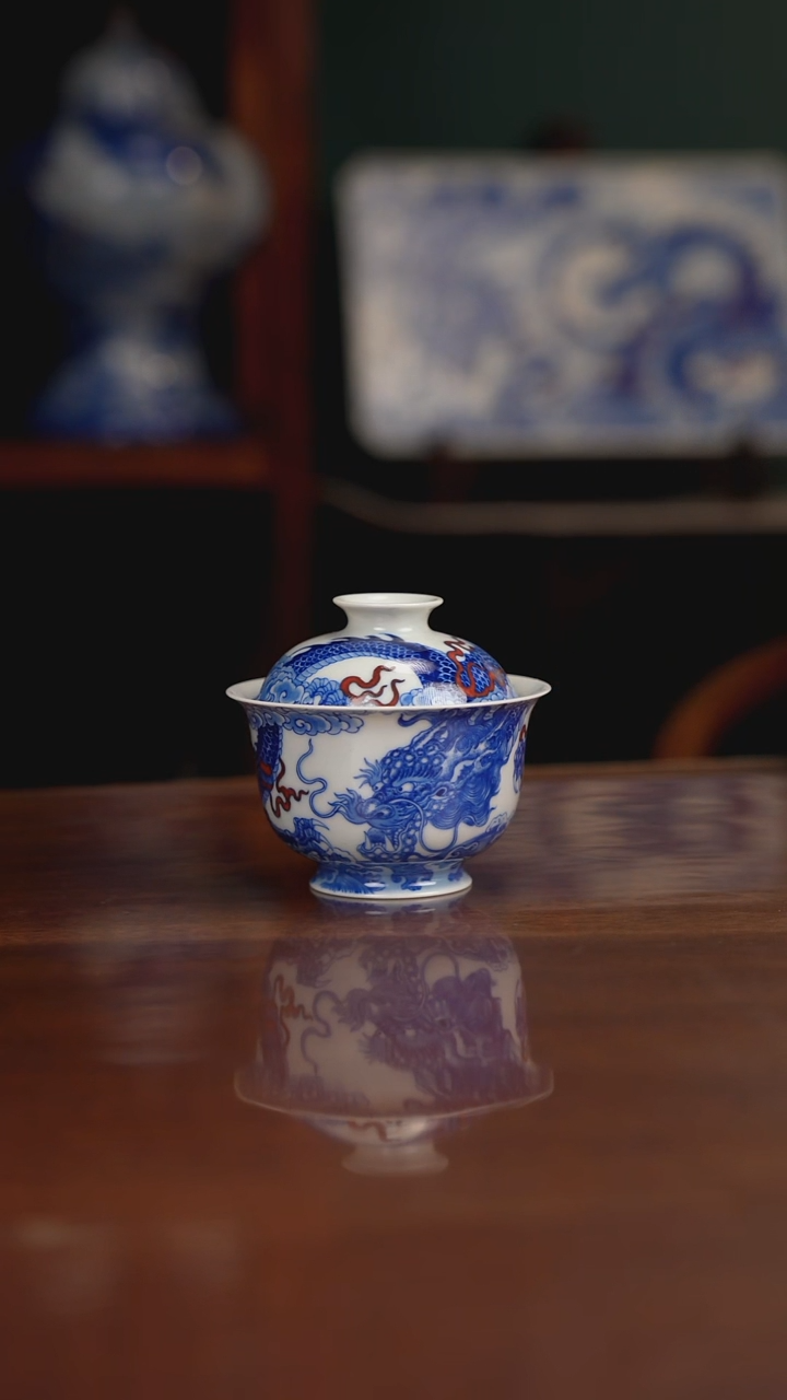 自成堂柴窑 龙盖碗