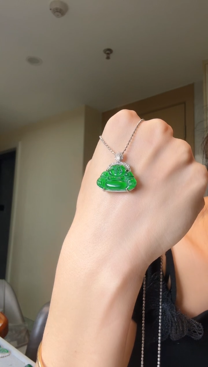 翡翠银S925镶嵌吊坠(不含链)天然翡翠吊坠
