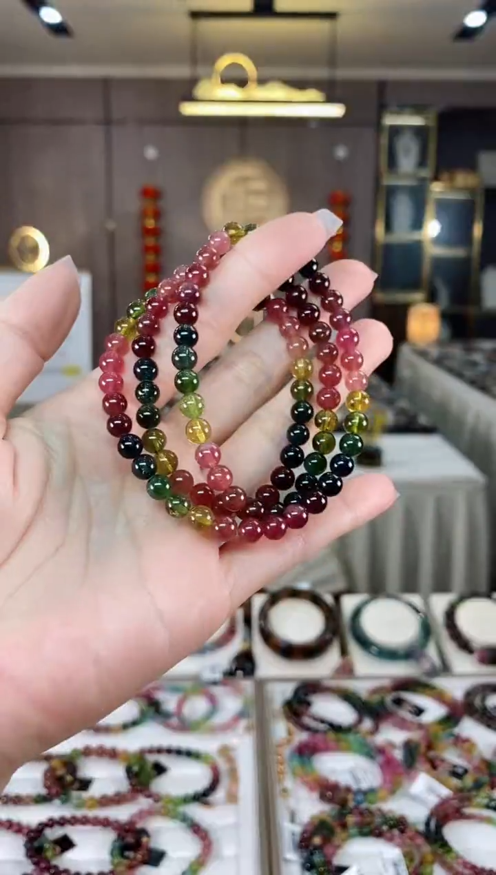 【闪购商品】碧玺三圈手串6,mm+未镶嵌（多样性发一条）hon 
