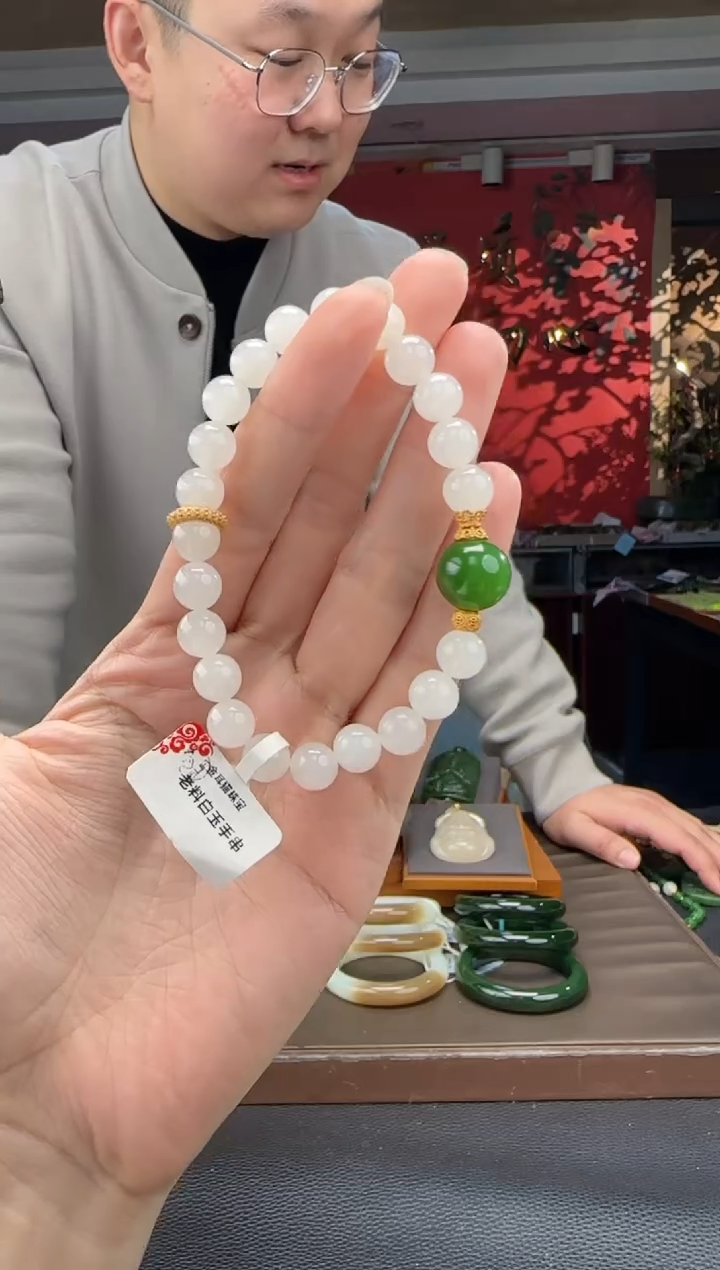 未镶嵌手链和田玉白玉单圈手串