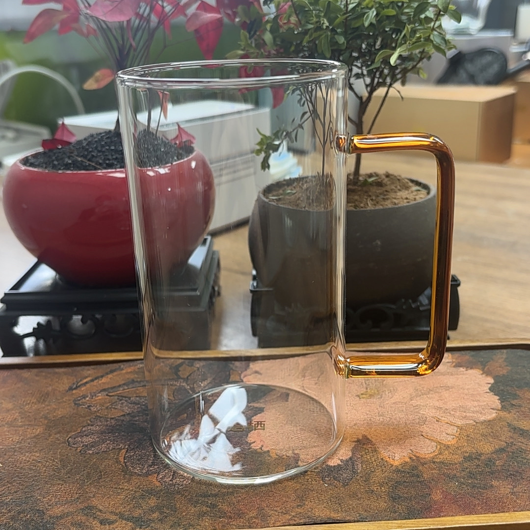 遇栖·清逸杯 琥珀色 高硼硅玻璃绿茶杯加厚水杯容量400mL家用茶杯