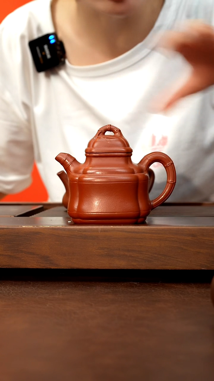 茶壶紫砂小**人朱泥竹鼎210cc左右