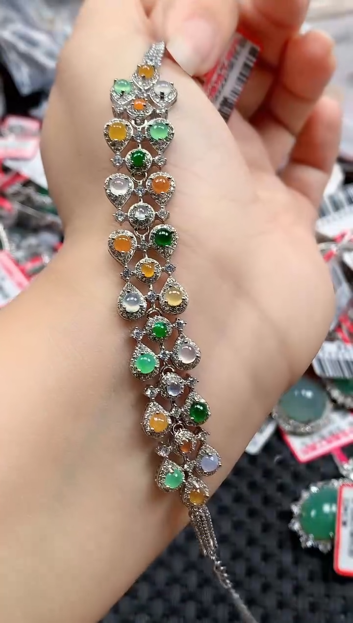 银S925镶嵌戒指翡翠天然A货缅甸翡翠