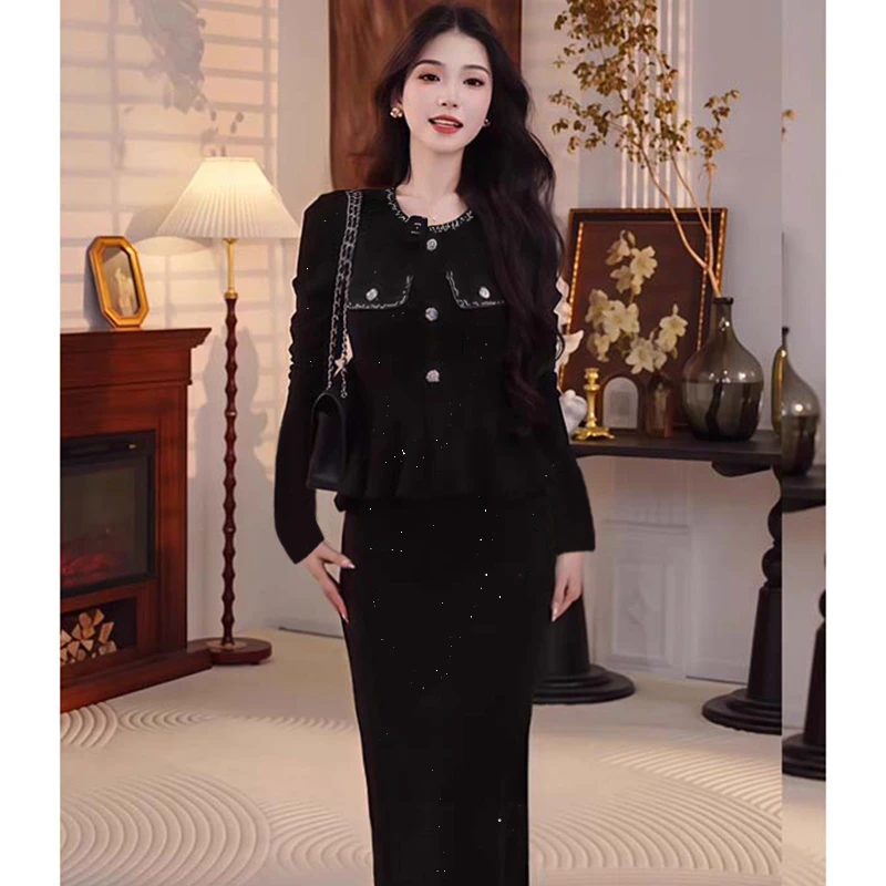 韩版百搭洋气今年流行的春秋上衣半身裙套装