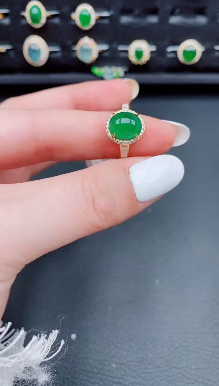 【闪购商品】翡翠戒指银S925镶嵌天然a货翡翠161