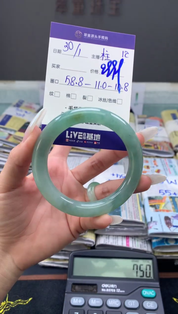 【闪购商品】翡翠手镯未镶嵌翡翠手镯圈口58#9999元