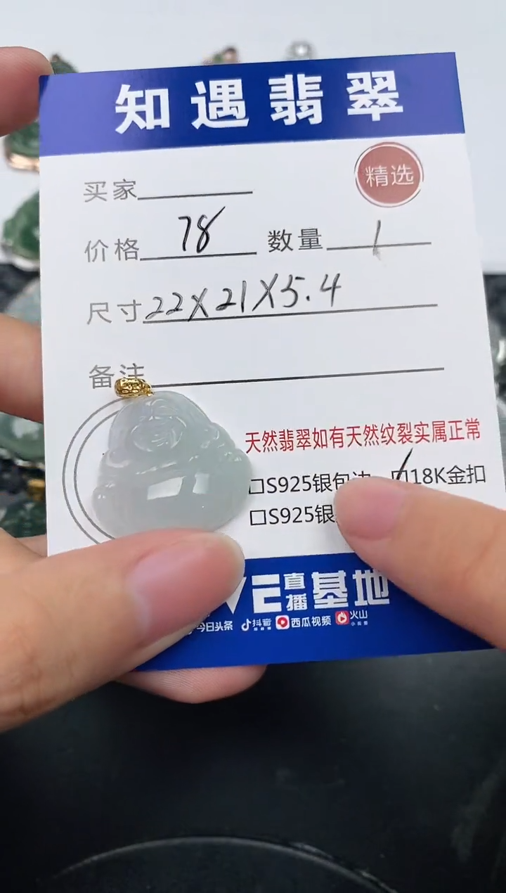 颈饰18K金镶嵌翡翠挂件